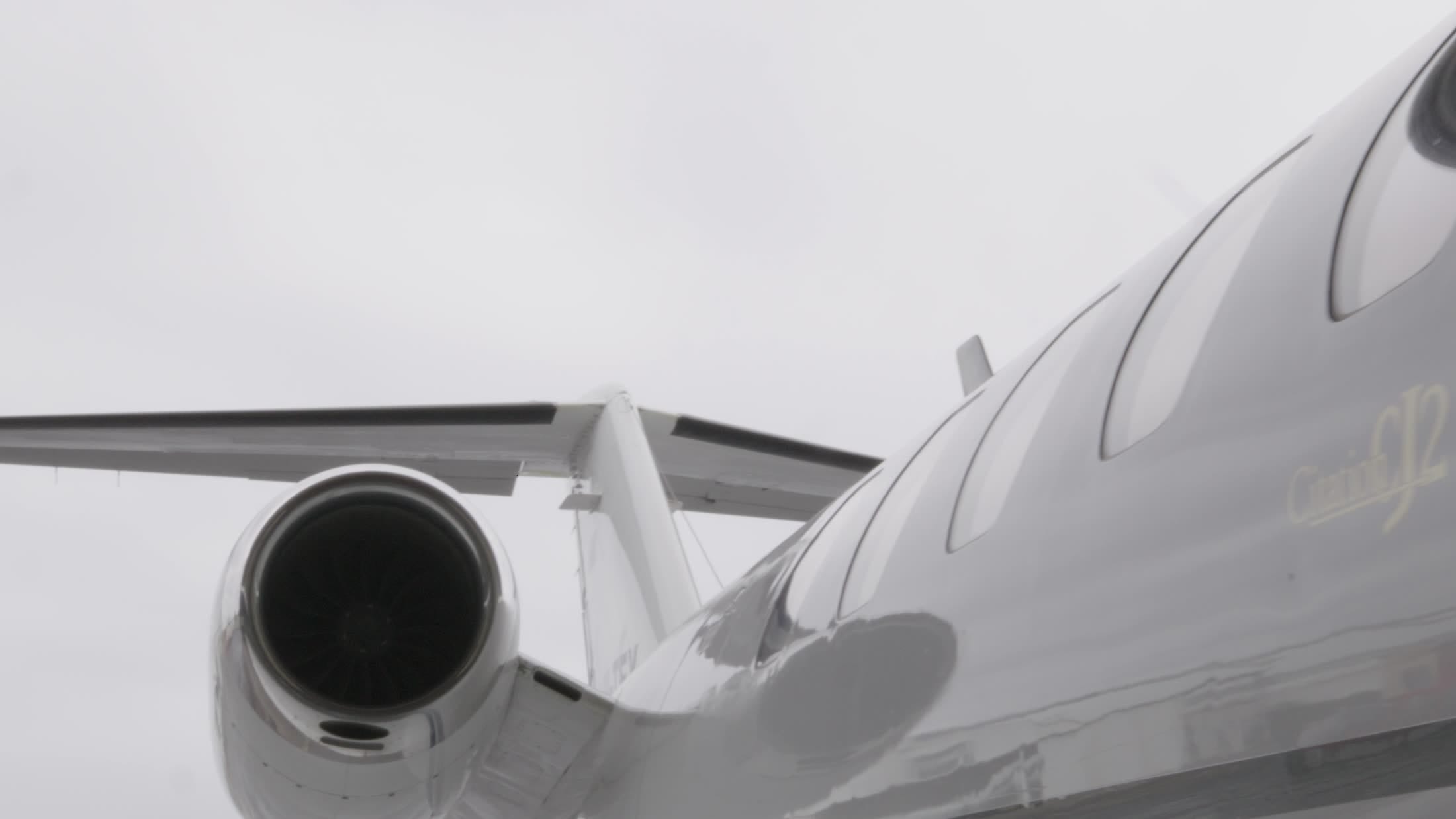 A private jet engine in close detail