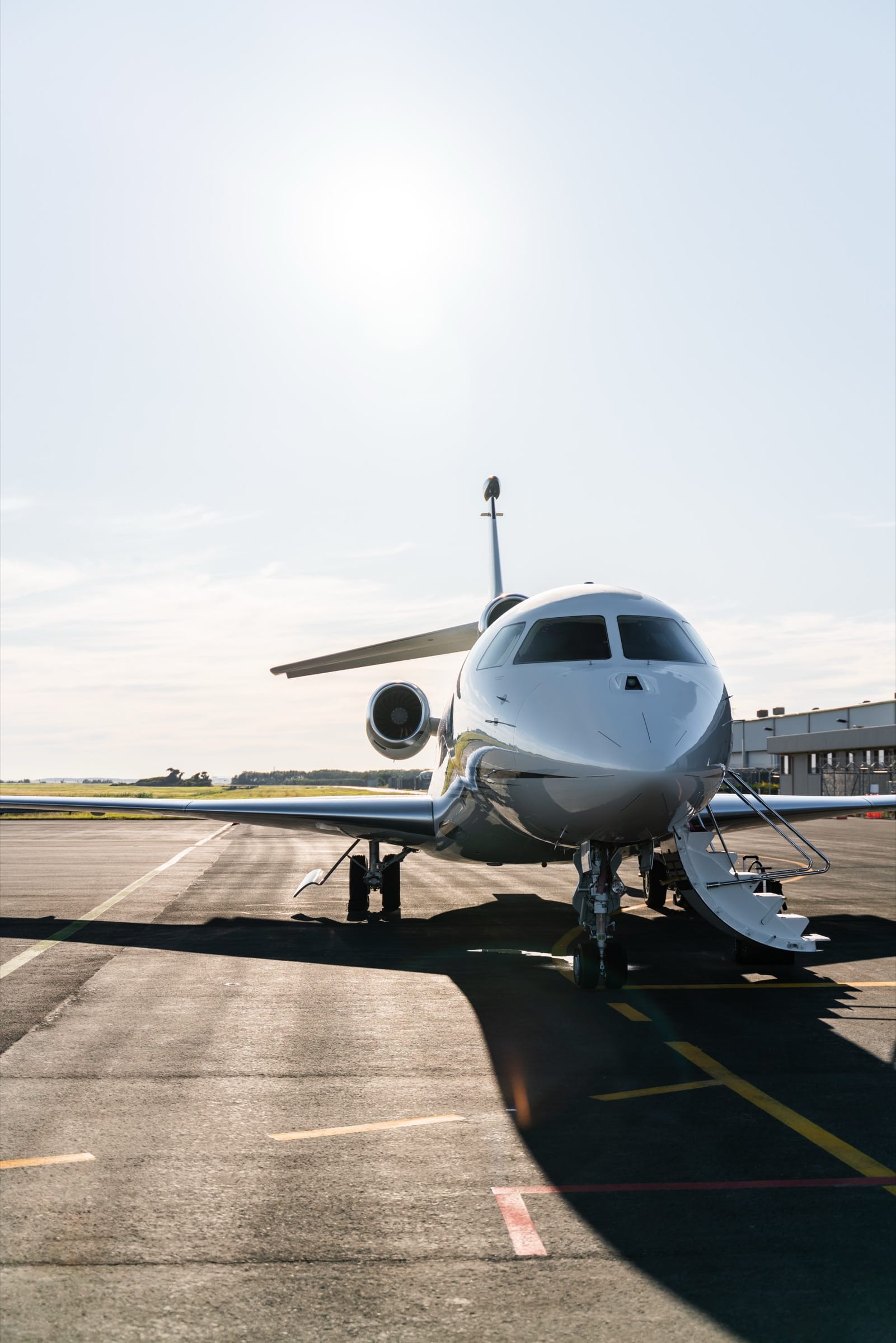 A private jet photographed head-on