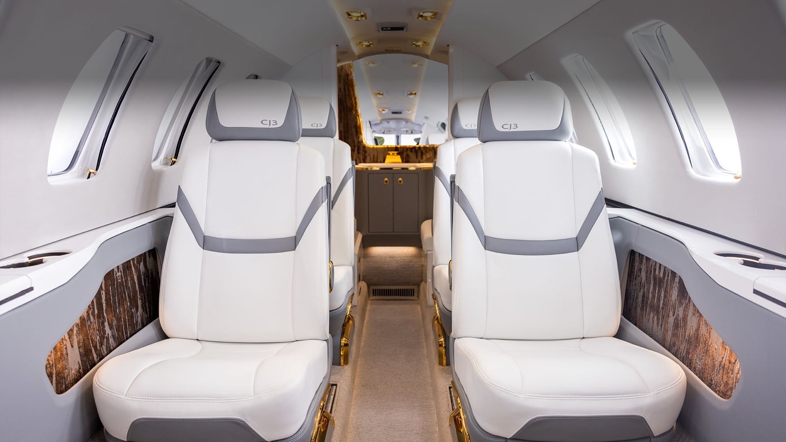 The CJ3 cabin, shown in current CJ3 Gen2 trim
