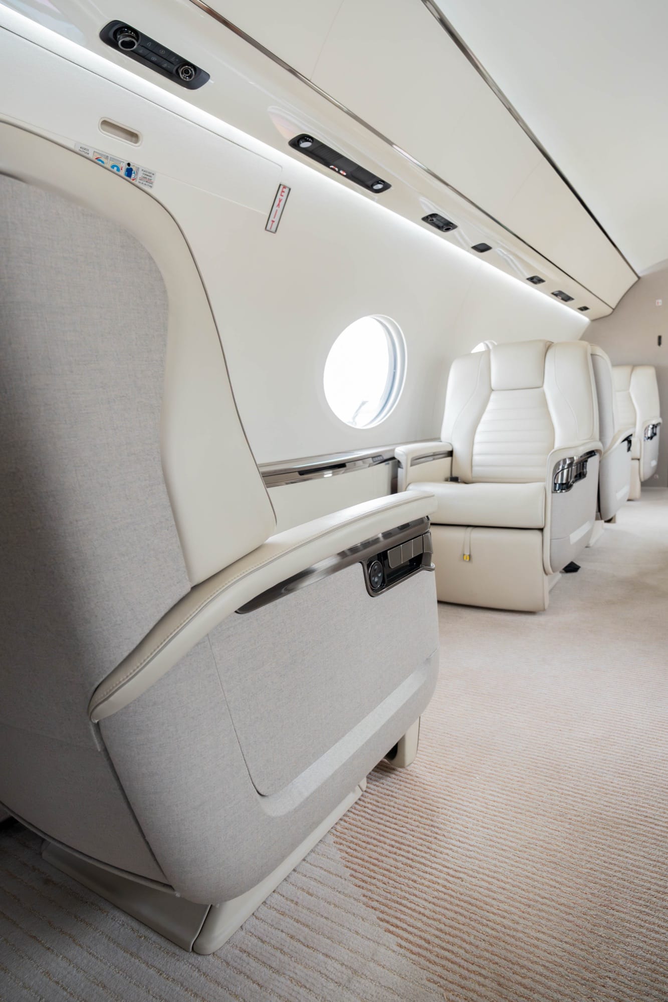 The cabin of an ultra-long-range private jet